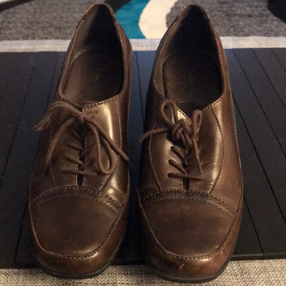 Brown lace up heels